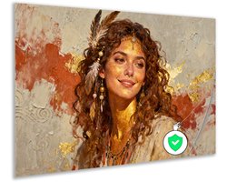 Poster - Herfst - Vrouw - Mensen - Kunst aan de muur woonkamer - Gouden woondecoratie - 60x40 cm