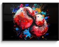 Poster in lijst - Fotolijst 120x80 cm - Posters - Graffiti - Sport - Boksen - Bokshandschoenen - Posterlijst zwart - Wanddecoratie tienerkamer - Kamer decoratie voor tieners - Tiener jeugdkamer accessoires