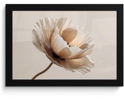 Poster in lijst - Fotolijst 30x20 cm - Posters - Bloem - Beige - Crème - Posterlijst zwart - Decoratie - Wanddecoratie woonkamer - Muurdecoratie slaapkamer