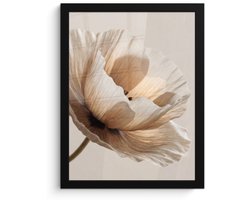 Poster in lijst - Fotolijst 30x40 cm - Posters - Bloem - Beige - Crème - Posterlijst zwart - Decoratie - Wanddecoratie woonkamer - Muurdecoratie slaapkamer