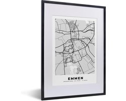 Poster in lijst - Fotolijst 30x40 cm - Posters - Stadskaart - Emmen - Grijs - Wit - Posterlijst zwart - Decoratie - Wanddecoratie woonkamer - Muurdecoratie slaapkamer