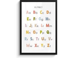 Poster in lijst - Fotolijst 40x60 cm - Posters - Alfabet - Educatief - Kleuren - Letters leren voor kinderen - Posterlijst zwart - Kamer decoratie - Wanddecoratie kinderkamer - Muurdecoratie babykamer