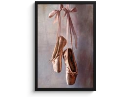 Poster in lijst - Fotolijst 40x60 cm - Posters - Balletschoenen - Satijn - Aardetinten - Posterlijst zwart - Decoratie - Wanddecoratie woonkamer - Muurdecoratie slaapkamer