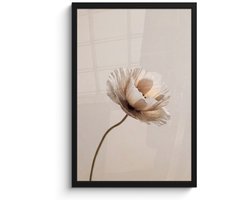 Poster in lijst - Fotolijst 40x60 cm - Posters - Bloem - Beige - Crème - Posterlijst zwart - Decoratie - Wanddecoratie woonkamer - Muurdecoratie slaapkamer