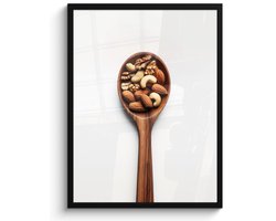 Poster in lijst - Fotolijst 50x70 cm - Posters - Noten - Wit - Hout - Posterlijst zwart - Decoratie - Wanddecoratie woonkamer - Muurdecoratie slaapkamer