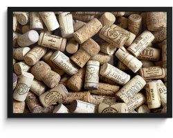Poster in lijst - Fotolijst 60x40 cm - Posters - Een grote hoeveelheid kurken - Posterlijst zwart - Decoratie - Wanddecoratie woonkamer - Muurdecoratie slaapkamer