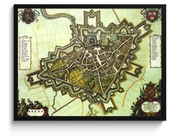 Poster in lijst - Fotolijst 70x50 cm - Posters - Kaart - Breda - Antiek - Posterlijst zwart - Decoratie - Wanddecoratie woonkamer - Muurdecoratie slaapkamer