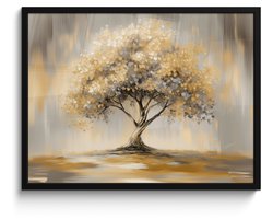 Poster in lijst - Fotolijst 70x50 cm - Posters - Schilderij - Boom - Abstract - Bladeren - Posterlijst zwart - Decoratie - Wanddecoratie woonkamer - Muurdecoratie slaapkamer