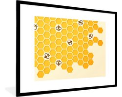 Poster in lijst - Fotolijst 80x60 cm - Posters - Een illustratie van de binnenkant van een bijenkorf - Posterlijst zwart - Decoratie - Wanddecoratie woonkamer - Muurdecoratie slaapkamer