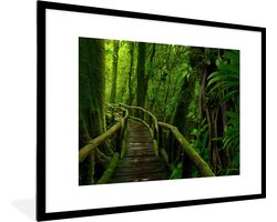 Poster in lijst - Fotolijst 80x60 cm - Posters - Jungle - Brug - Mos - Natuur - Tropisch - Posterlijst zwart - Decoratie - Wanddecoratie woonkamer - Muurdecoratie slaapkamer - Kerstversiering - Kerstdecoratie voor binnen - Kerstmis