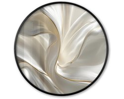 Poster in lijst Rond - Fotolijst 80x80 cm - Posters - Stof - Plooien - Goud - Ronde posterlijst zwart - Decoratie - Wanddecoratie woonkamer - Muurdecoratie slaapkamer