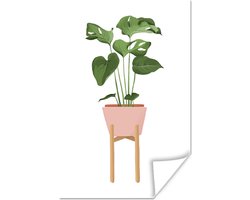 Poster Kamerplanten - Bloempot - Monstera - 40x60 cm