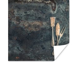 Poster Keukengerei - Keukengereedschap - Vintage - Landelijk - 75x75 cm