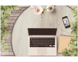Poster – Laptop op Tuintafel - 60x40cm Foto op Posterpapier