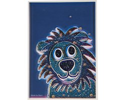 Poster Leeuw nacht blauw - Dierenposter - kinderposter - kinderkamer - babykamer