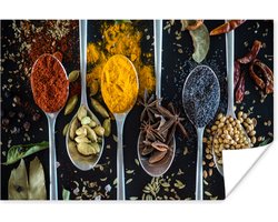 Poster Lepel - Specerijen - Kruiden - Eten - Tafel - 60x40 cm