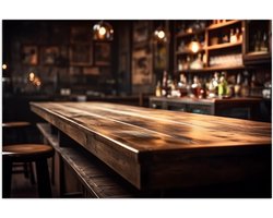 Poster (Mat) - Tafel - Hout - Kruk - 90x60 cm Foto op Posterpapier met een Matte look
