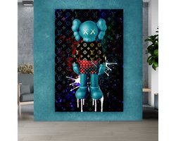Poster op Hoge kwaliteit pvc - 60x90cm (zonder frame) - Wall street Art - Wanddecoratie - Canvas - Kaws Graffiti wallpaper - Uniek design