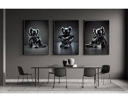 Poster op Hoge kwaliteit set van 3 pvc - 50x70cm (zonder frame) - Wall street Art - Wanddecoratie - Canvas - kaws Graffiti wallpaper - Uniek design