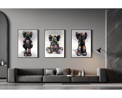 Poster op Hoge kwaliteit set van 3 pvc - 50x70cm (zonder frame) - Wall street Art - Wanddecoratie - Canvas - kaws wallpaper - Uniek design