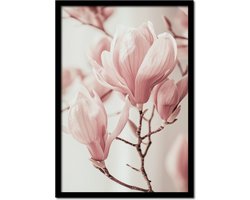 Poster roze bloesemtak - 30cm x 40cm - vintage - woonkamer - slaapkamer - bloemen posters - goedkoop - muurposter - natuur - wanddecoratie