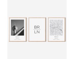 Poster set - Wanddecoratie prints - Woonkamer verfraaien - 300 g/m² dik papier - DIN A3 - Zwart-wit