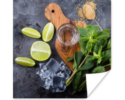 Poster Snijplank - Glas - Fruit - Citroen - 50x50 cm