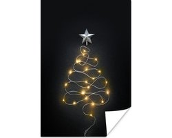 Poster Stilleven - Kerstboom - Lichtjes - 20x30 cm - Kerstmis Decoratie - Kerstversiering - Kerstdecoratie Woonkamer