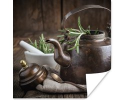 Poster Thee - Theepot - Kruiden - 100x100 cm XXL