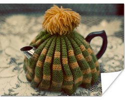 Poster Theepot met theemuts - 40x30 cm