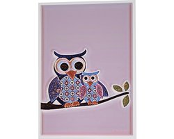 Poster 'uiltjes' dusty pink - Dierenposter - kinderposter - kinderkamer - babykamer