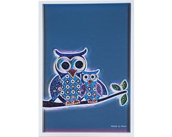 Poster Uiltjes nacht blauw - Dierenposter - kinderposter - kinderkamer - babykamer