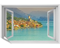 Poster Uitzicht Raam - Fotoprint Muurdecoratie - Woonkamer Decoratie - Briljante Kleuren Print - 130x90cm - Multicolor
