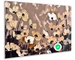 Poster - Wanddecoratie taupe - Bloemen - Slaapkamer - Accessoires woonkamer - Muur decoratie hal - Muurdecoratie kamer - Muurdecoratie modern - 40x30 cm