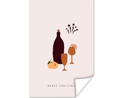 Poster Wijnfles - Glazen - Quote - 20x30 cm - Kerstmis Decoratie - Kerstversiering - Kerstdecoratie Woonkamer - Kerstversiering - Kerstdecoratie voor binnen - Kerstmis