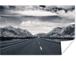 Poster Zwart wit - Berg - Weg - 30x20 cm