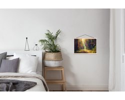 Posterhanger incl. Poster 60x40 cm - Schoolplaat - Bos - Herst - Bomen - Textielposter - Blanke latten