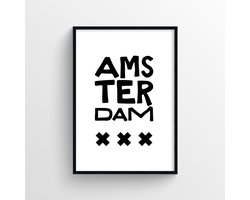 Posters vintage - Amsterdam - 70 x 50 - zwart wit - wanddecoratie - Made in Holland - artwork - Stad Amsterdam
