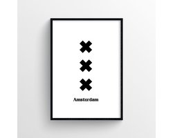 Posters vintage - Amsterdam - 70 x 50 - zwart wit - wanddecoratie - Made in Holland - stadsposter - xxx -