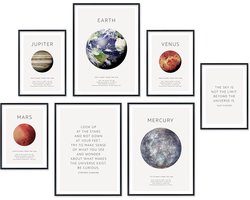 Posterset 7 Delig - Wanddecoratie Set - Muur Opfrissen - 400 G/M² Dik Papier - 3x A3 4x A4 - Galaxy