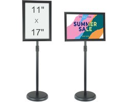 Posterstandaard, 28 X 43 Cm - Verstelbaar Horizontaal En Verticaal - Zwarte Ronde Basis - Geschikt voor Binnen En Buiten