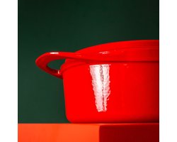 Pot Art (Surel) - Gietijzeren braadpan - 28cm - 11,25 cm hoog - 5,6 liter - inductiegeschikt - Sale 40% korting - Kleur Magma (Rood)