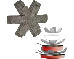 Pot en Pan Beschermers - Pannenverdelers Stapelbeschermers - Keuken Organiseren - Hoogwaardig Fleece Materiaal - 38 35 26 cm - Grijs