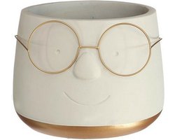 Pot met bril goud - 13.5 x 10.5 - Bloempot bil L