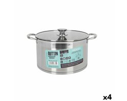 Pot met Glazen Deksel Quttin Hermes Staal 10 L (4 Stuks)