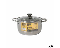 Pot met Glazen Deksel Quttin New neron Staal 10 L (4 Stuks)