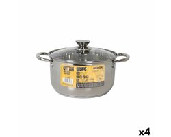 Pot met Glazen Deksel Quttin New neron Staal 8 L (4 Stuks)