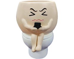 Pot voor Planten - Decoratieve Figuur - Binnen Decoratie - Opvallend Toilet Ontwerp - 15x13x16 cm - Wit