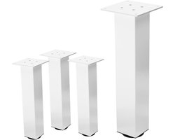 Poten I-Design 42 cm Glanzend Wit Gemaakt van Gepoedercoat Staal Vierkant Profiel 8x8 cm Verstelbare Hoogte van 1-4 cm Ideaal voor Salontafels Zitmeubelen en TV-Kasten