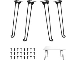 Poten, inklapbaar, 4 stuks, Hairpin Legs, inklapbare tafelpoten met rubberen voetjes en schroeven, voor salontafel, bijzettafel, bureau, campingtafel, doe-het-zelf meubels